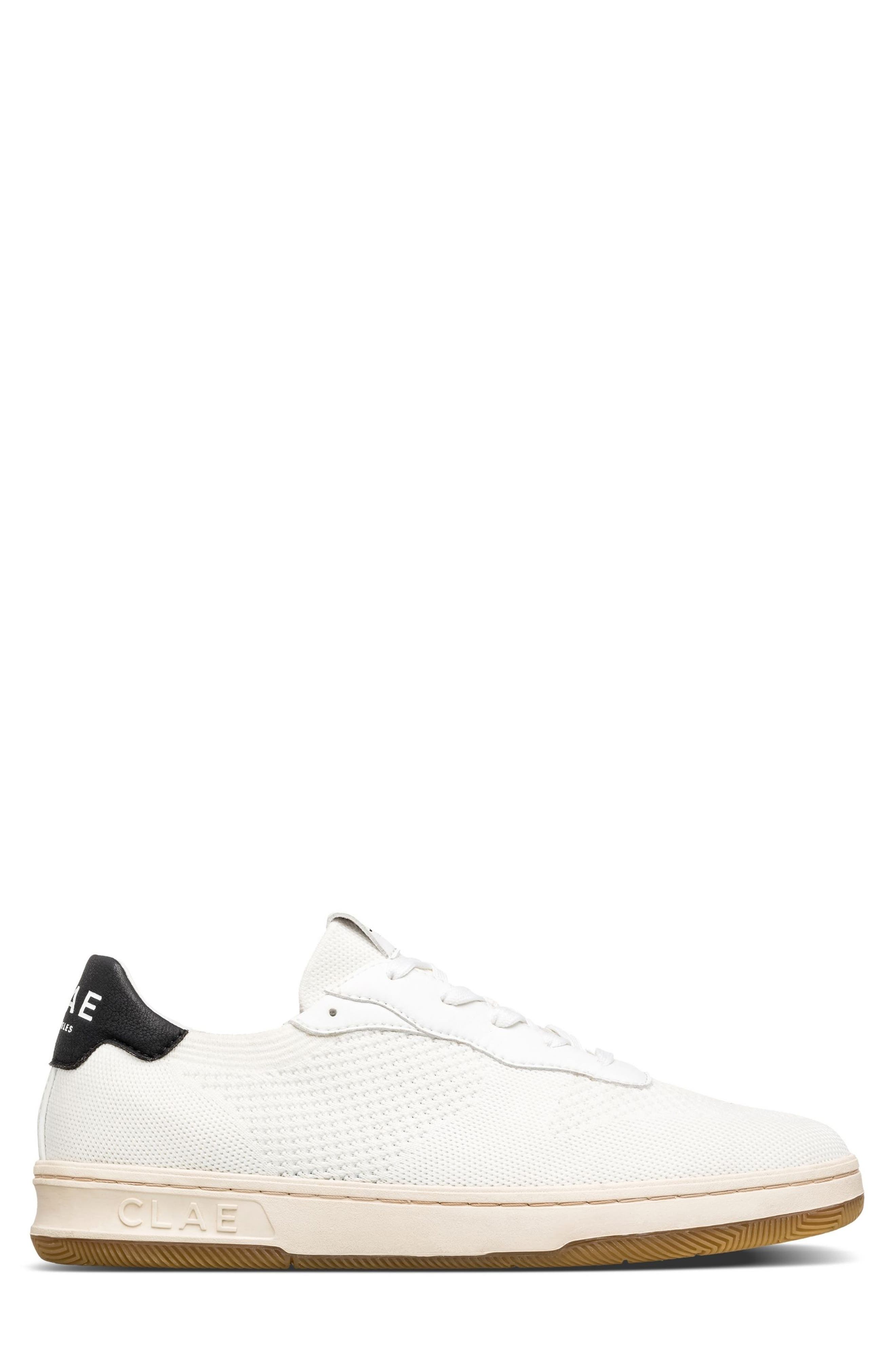 CLAE Malone Knit Low Top Sneaker, Alternate, color, White/ Black
