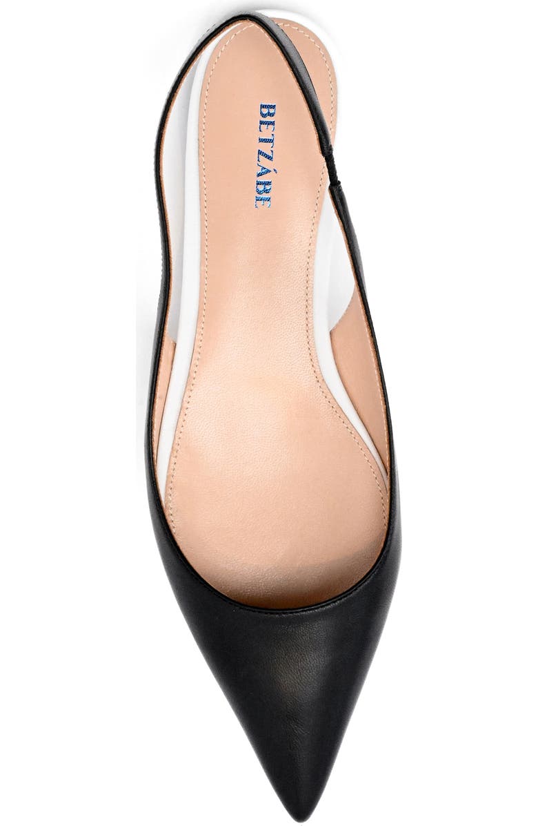BETZÁBE Ana Pointed Toe Slingback Flat, Alternate, color, Black Nappa White Detail