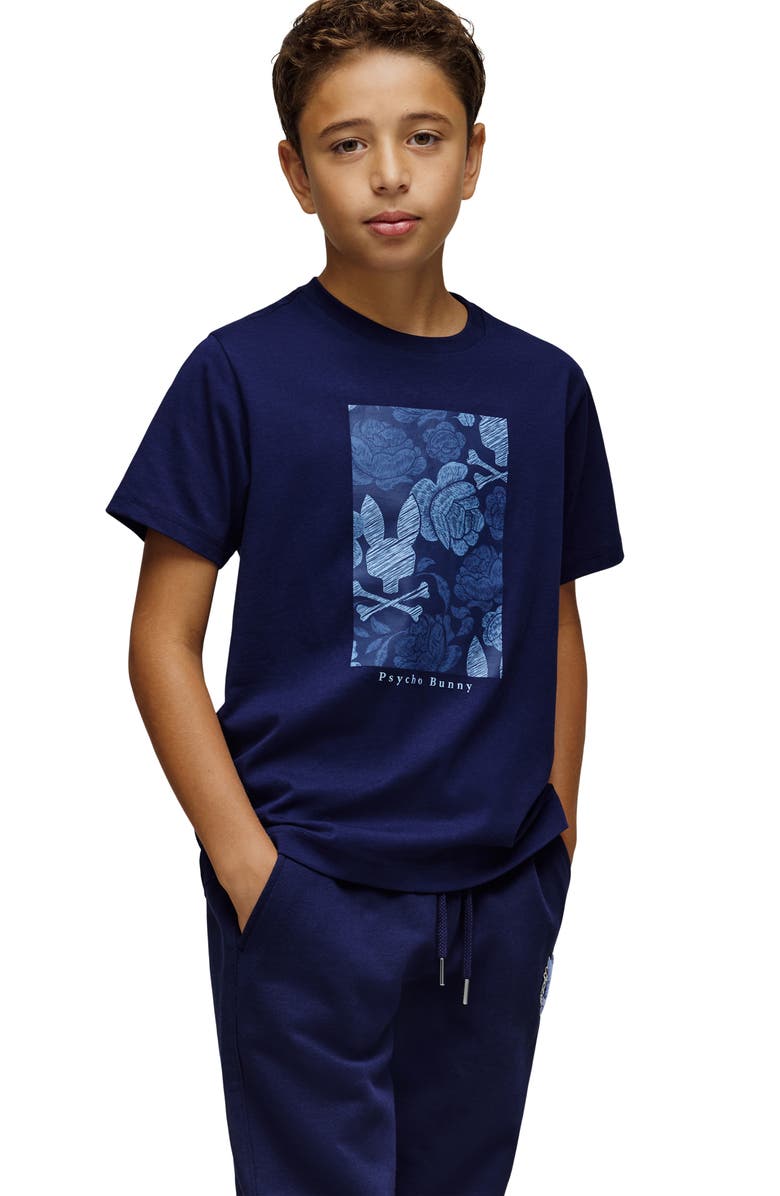 Psycho Bunny Kids' Rowen Graphic T-Shirt, Alternate, color, Evening Blue