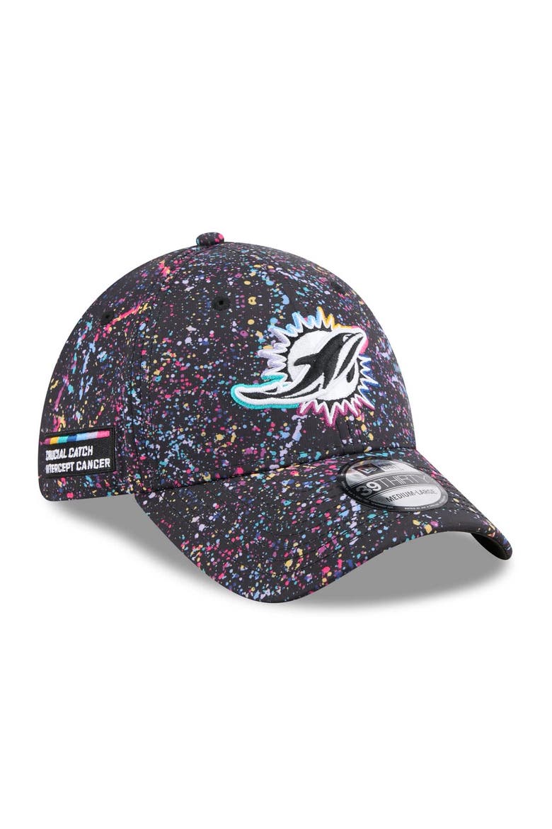 Men's New Era  Black Miami Dolphins 2025 NFL Crucial Catch 39THIRTY Flex Hat, Main, color, Black