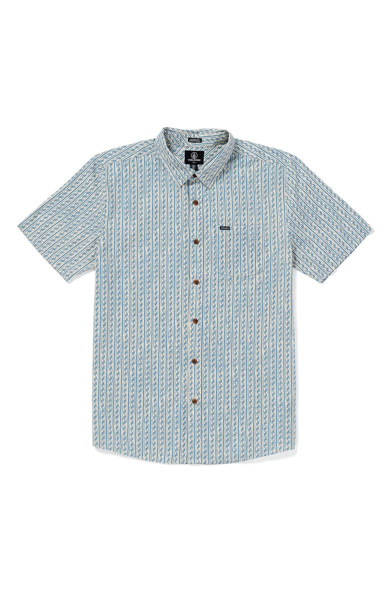 Volcom Scaler Stone Short Sleeve Button-Up Shirt, Main, color, 