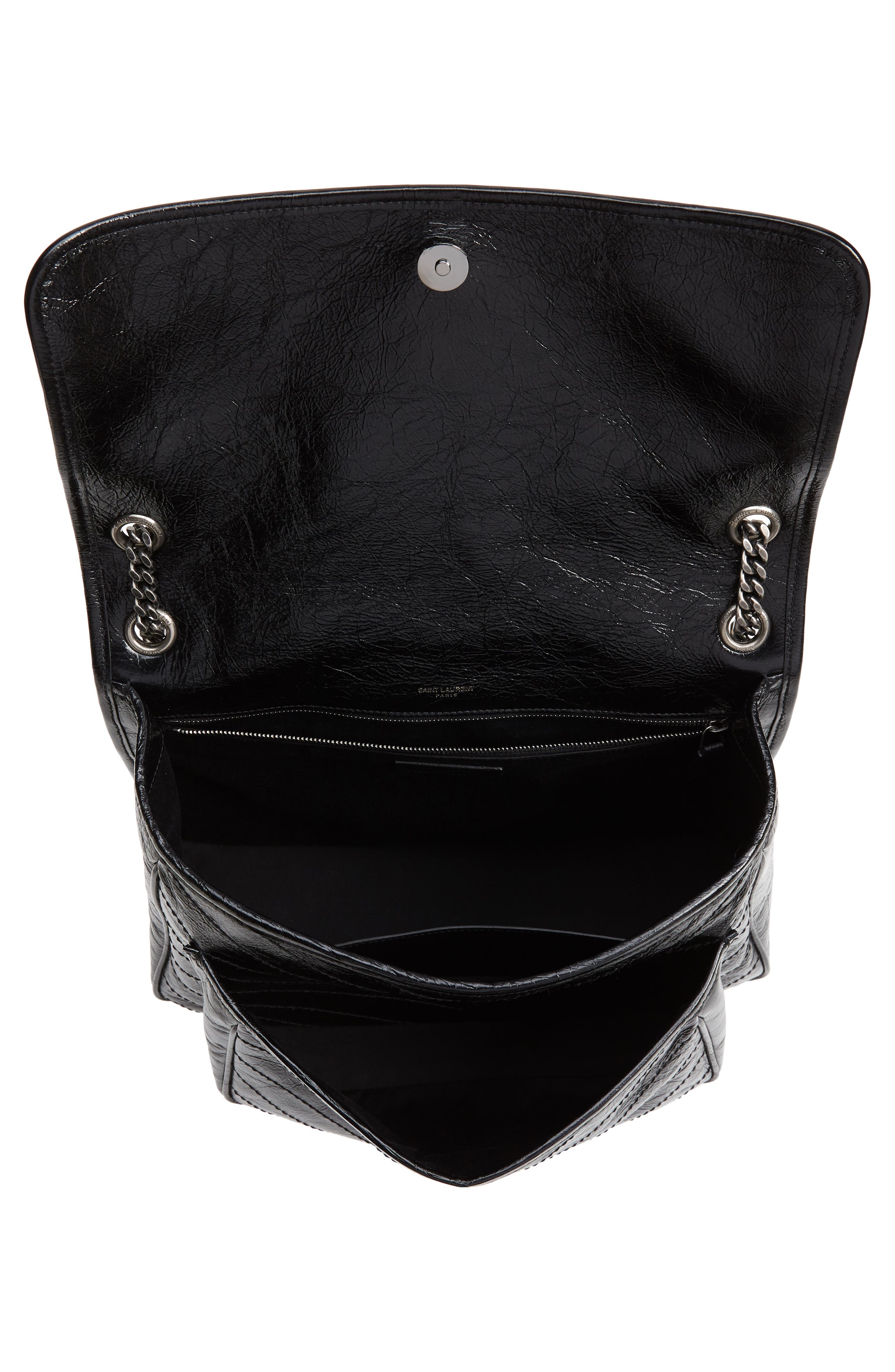 Saint Laurent Large Niki Crinkled Matelassé Leather Shoulder Bag, Alternate, color, 
