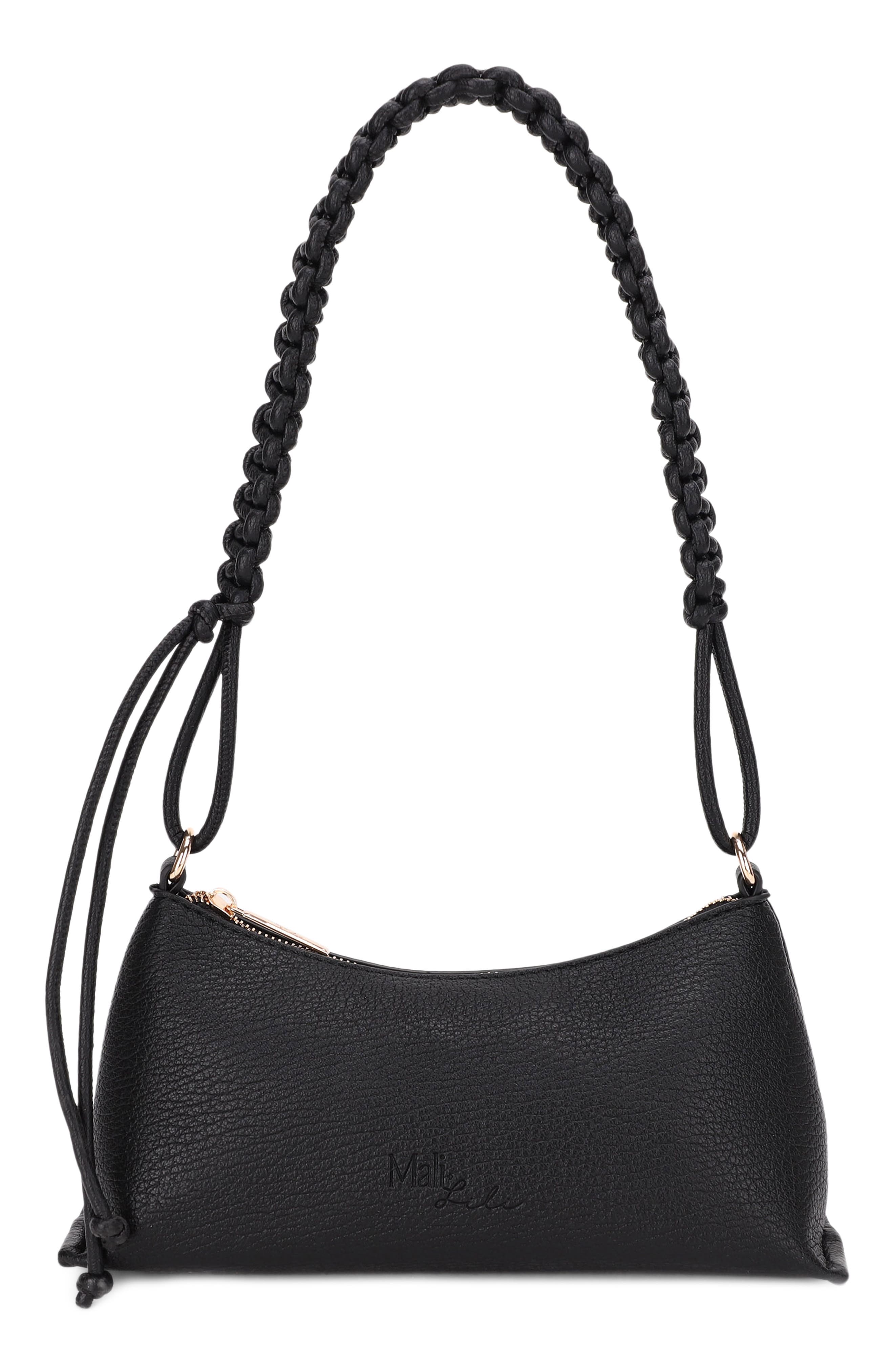 Mali + Lili Phoebe Vegan Leather Shoulder Bag, Main, color, Black