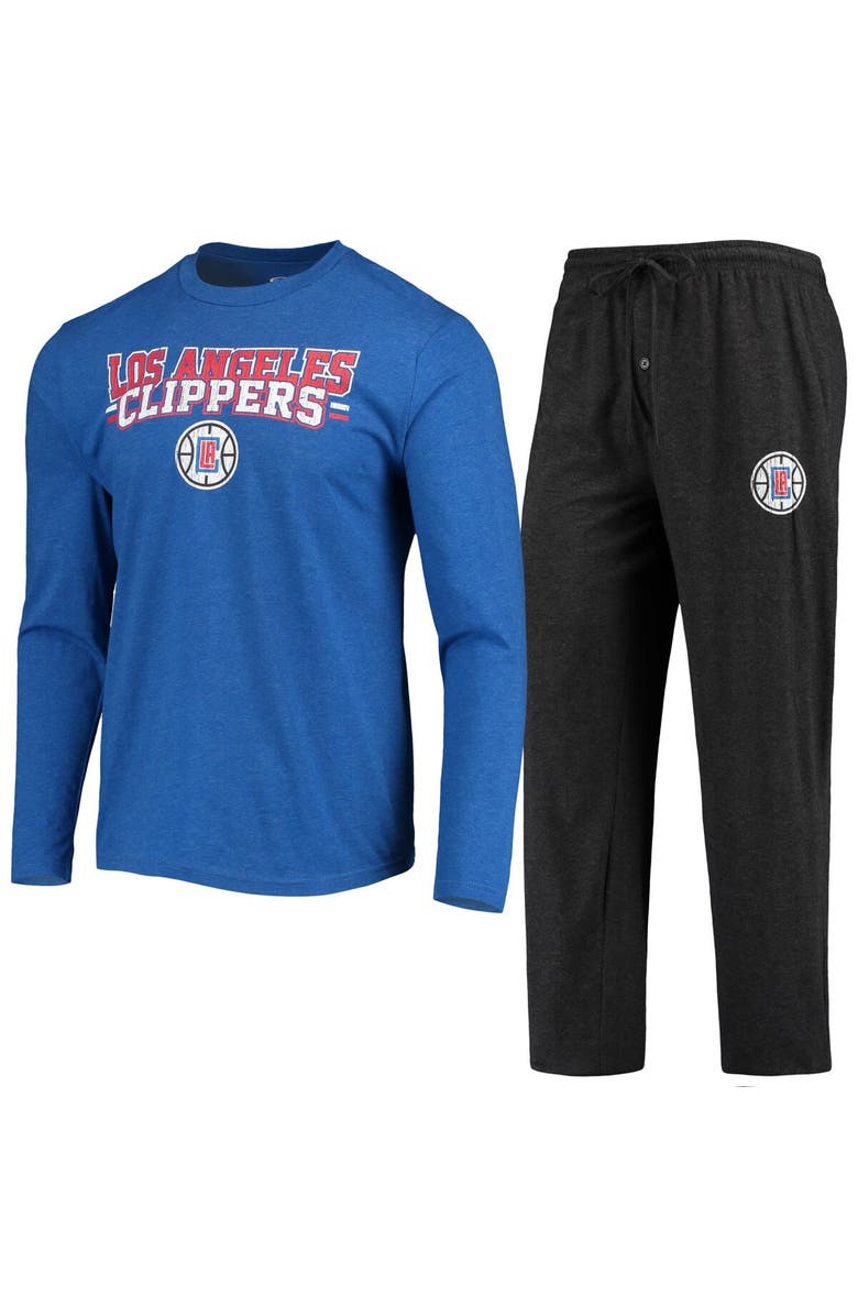 CONCEPTS SPORT Men's Concepts Sport Black/Royal LA Clippers Long Sleeve T-Shirt & Pants Sleep Set, Alternate, color, 