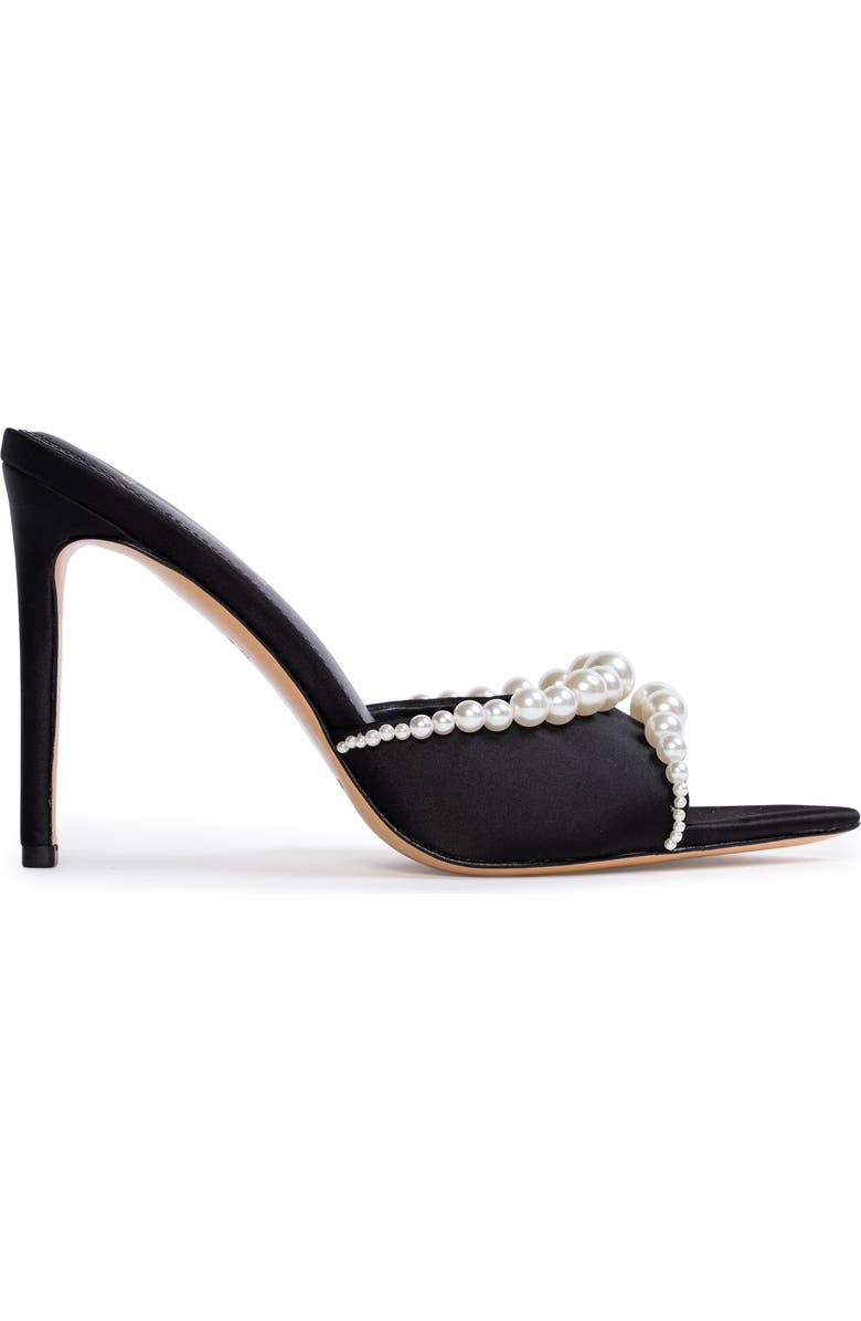 BLACK SUEDE STUDIO Gigi Pointed Toe Slide Sandal, Alternate, color, Black Satin