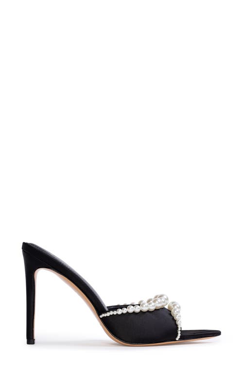 Black Suede Studio Gigi Pointed Toe Slide Sandal In Black Satin