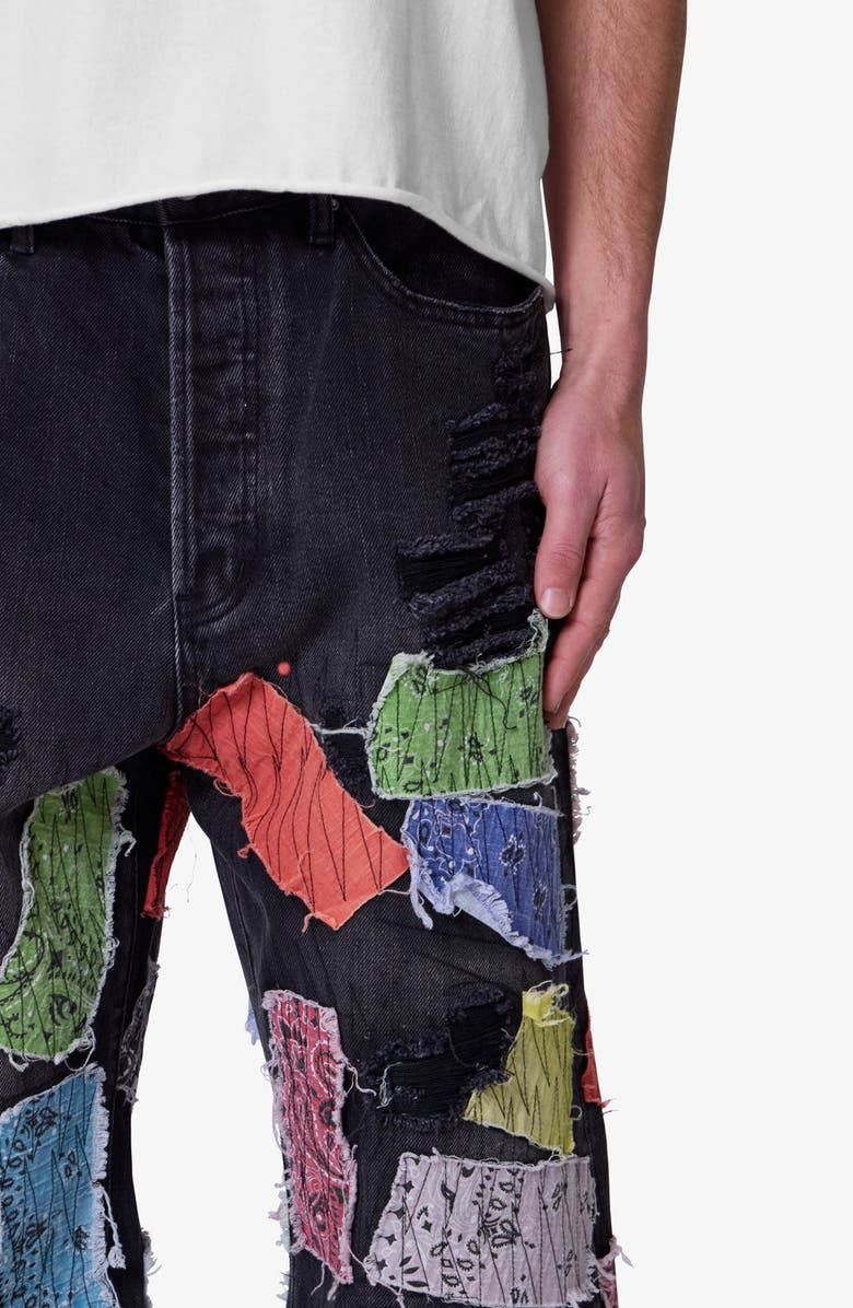 mnml Bandana Patch Ultra Baggy Jeans, Alternate, color, Washed Black