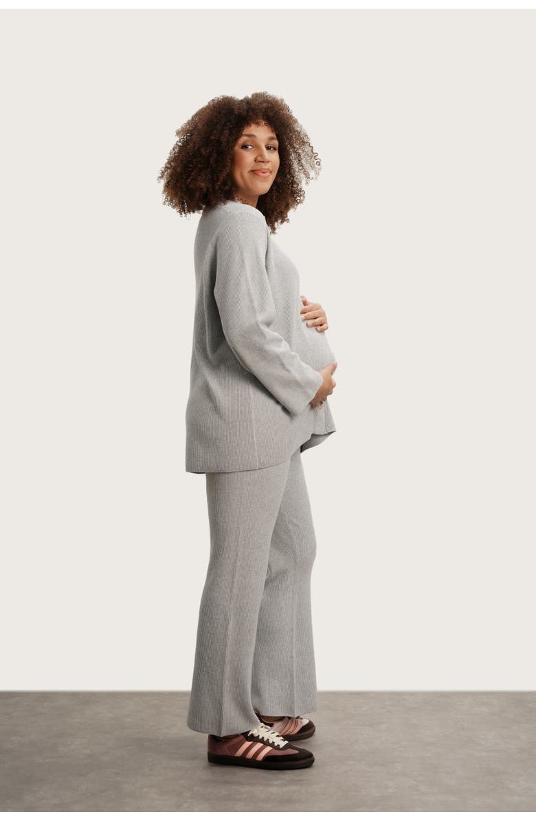 Nom Maternity Georgina Foldover Maternity Knit Pants, Alternate, color, Heather Grey
