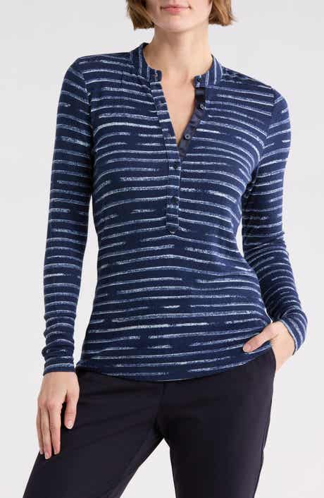 NZT by NIC+ZOE Sketched Stripe Cozy Long Sleeve Henley
