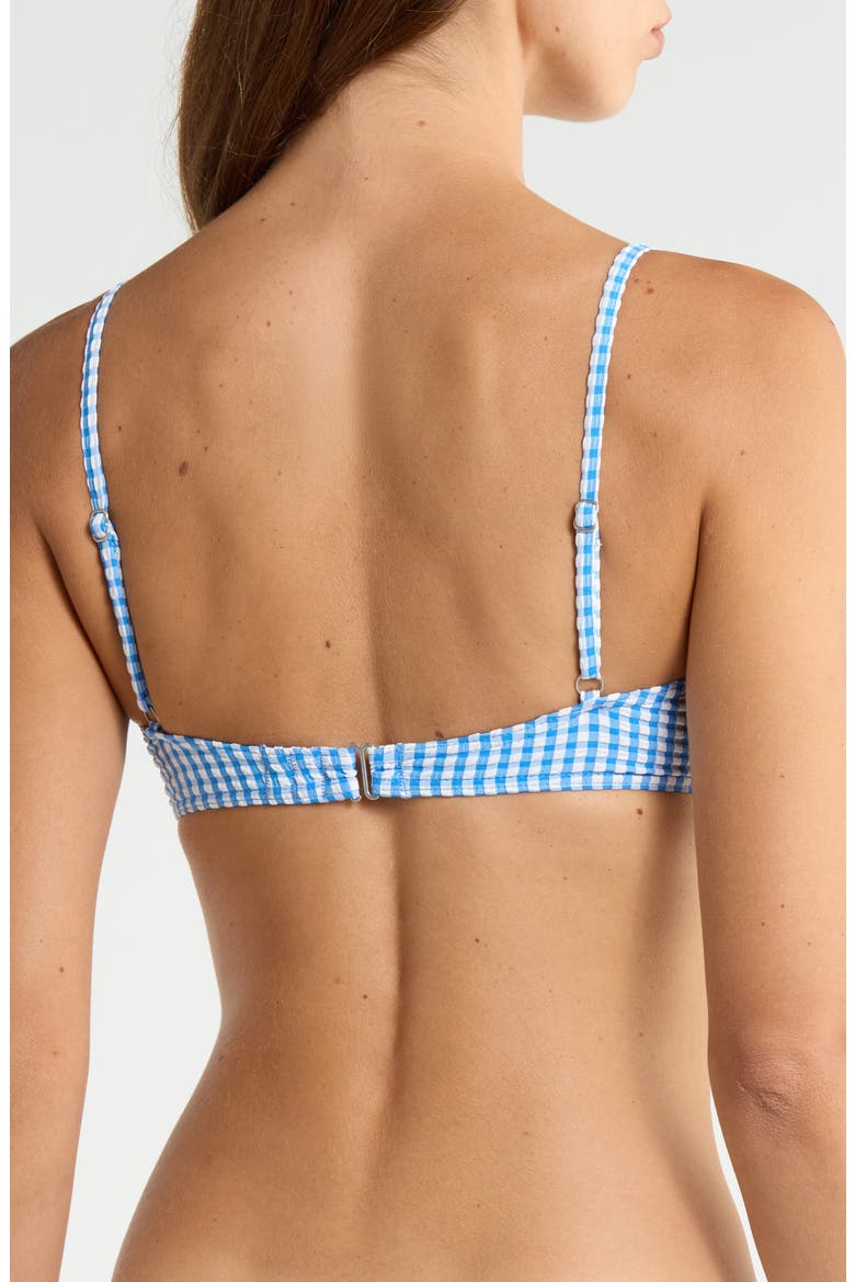 Cara Wave Check Bralette Bikini Top, Alternate, color, TRUE BLUE