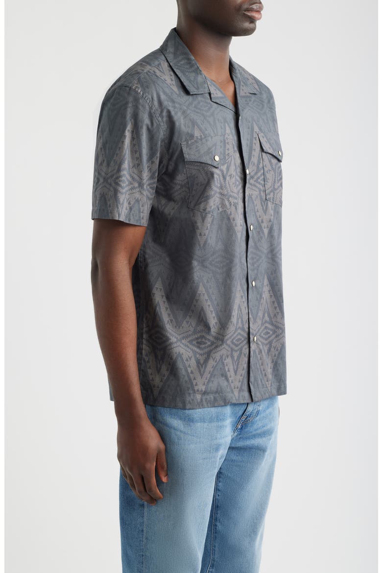 Snap-Up Short Sleeve Western Shirt, Alternate, color, HELENA CHARCOAL