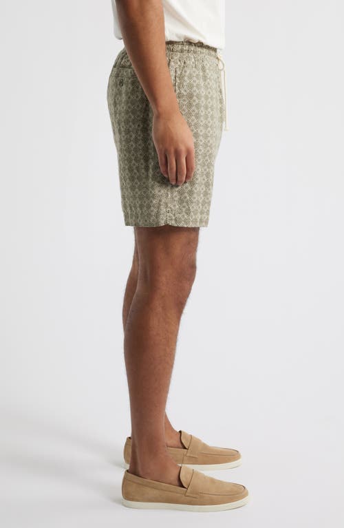 Rails Aries Relaxed Fit Short Sleeve Linen Camp Shirt In Diamond Oat Olive