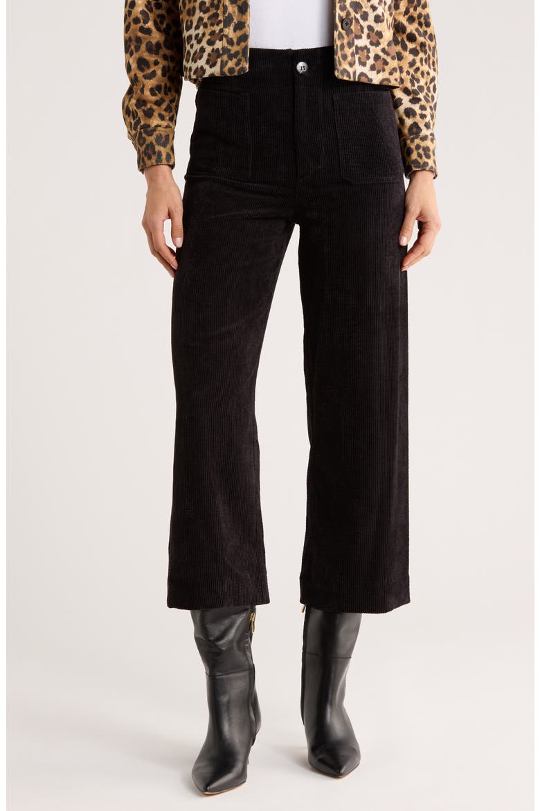 Wide Leg Cropped Corduroy Pants, Main, color, BLACK