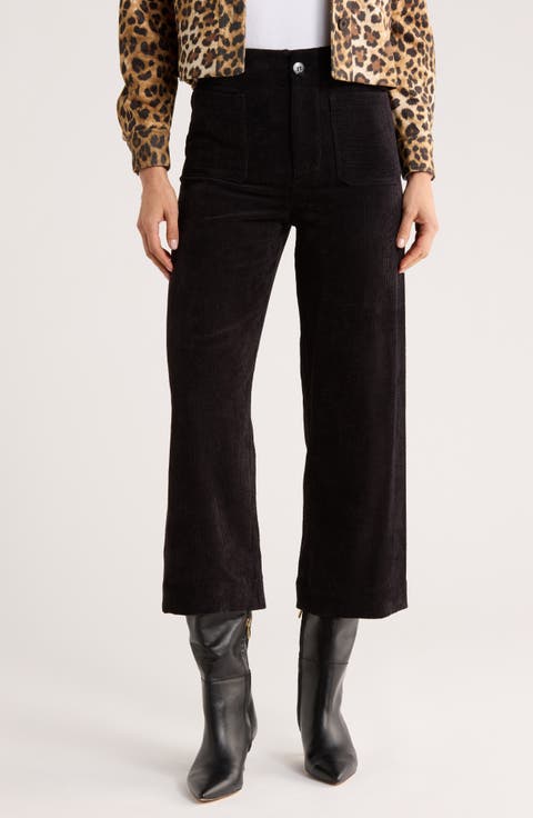 Wide Leg Cropped Corduroy Pants