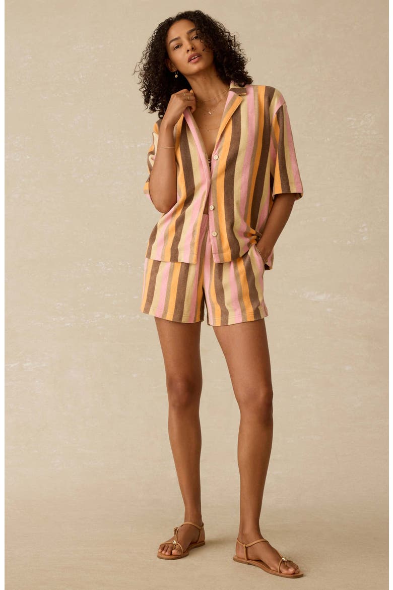 Cabana Stripe Towel Terry Camp Shirt, Alternate, color, SUN KISSED STRIPE