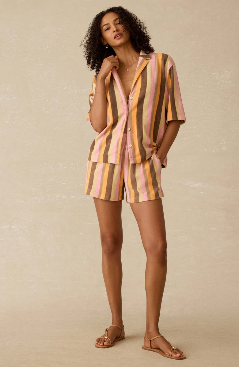 Faherty Cabana Stripe Towel Terry Camp Shirt, Alternate, color, Sun Kissed Stripe