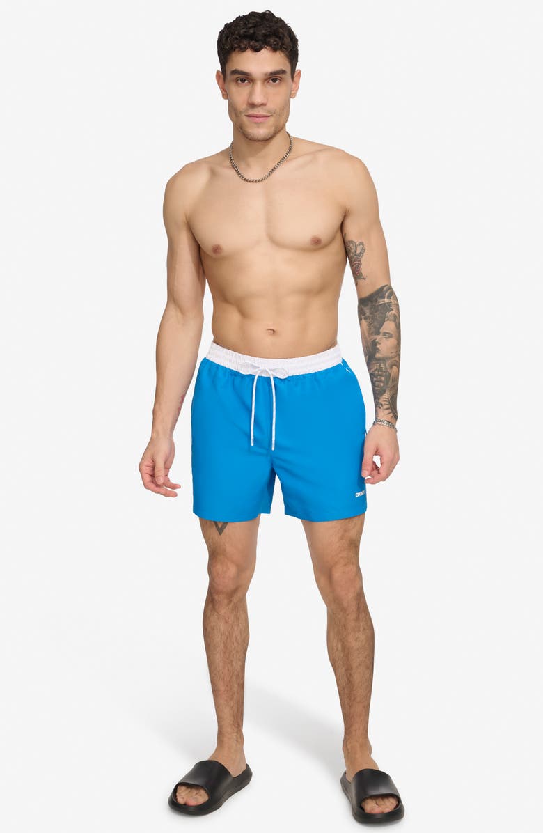 DKNY Two-Tone Swim Trunks, Alternate, color, Blue