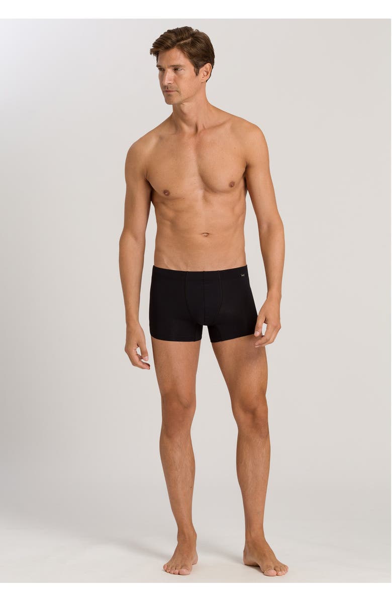 Hanro Cotton Essentials 2-Pack Cotton Boxer Briefs With Covered Waistband, Alternate, color, Black