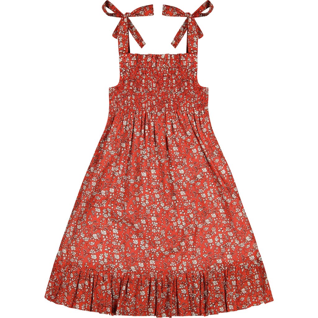 Busy Bees India Shoulder Tie Sundress Red Floral In Red Floral