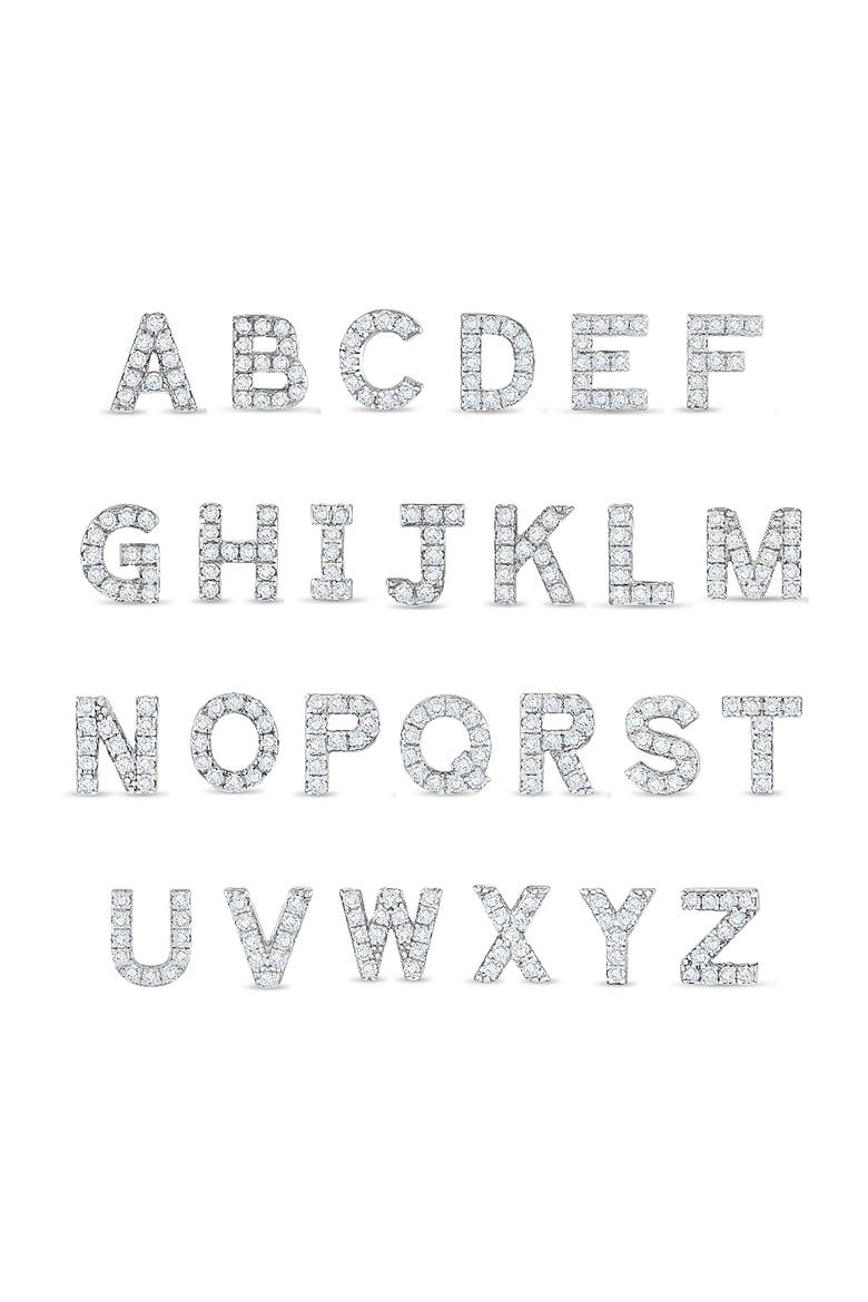 Cubic Zirconia Letter Initial Earrings, Alternate, color, Letter A