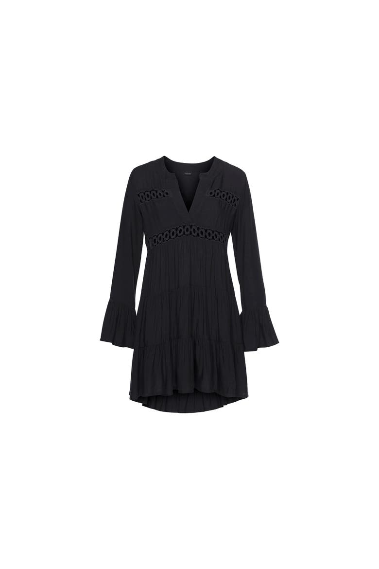 Flowy Flared Sleeve Dress, Alternate, color, Black