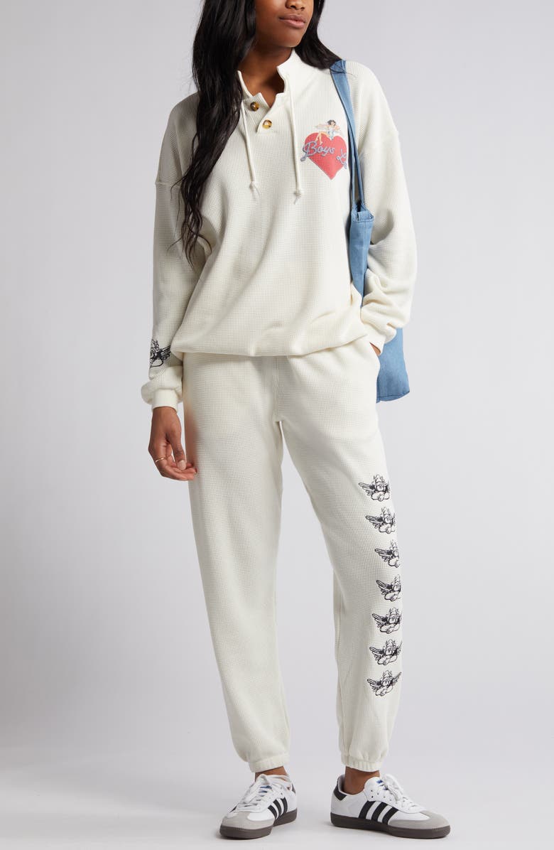 BOYS LIE On the Edge Waffle Knit Graphic Henley, Main, color,