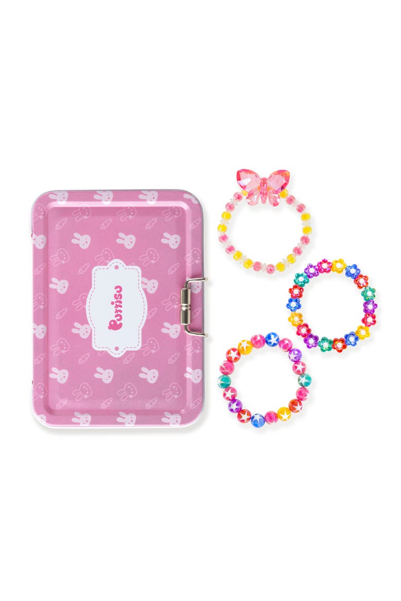 Sparkle Bead Bangle Trio Set & Keepsake Tin Case, Main, color, Color Pop