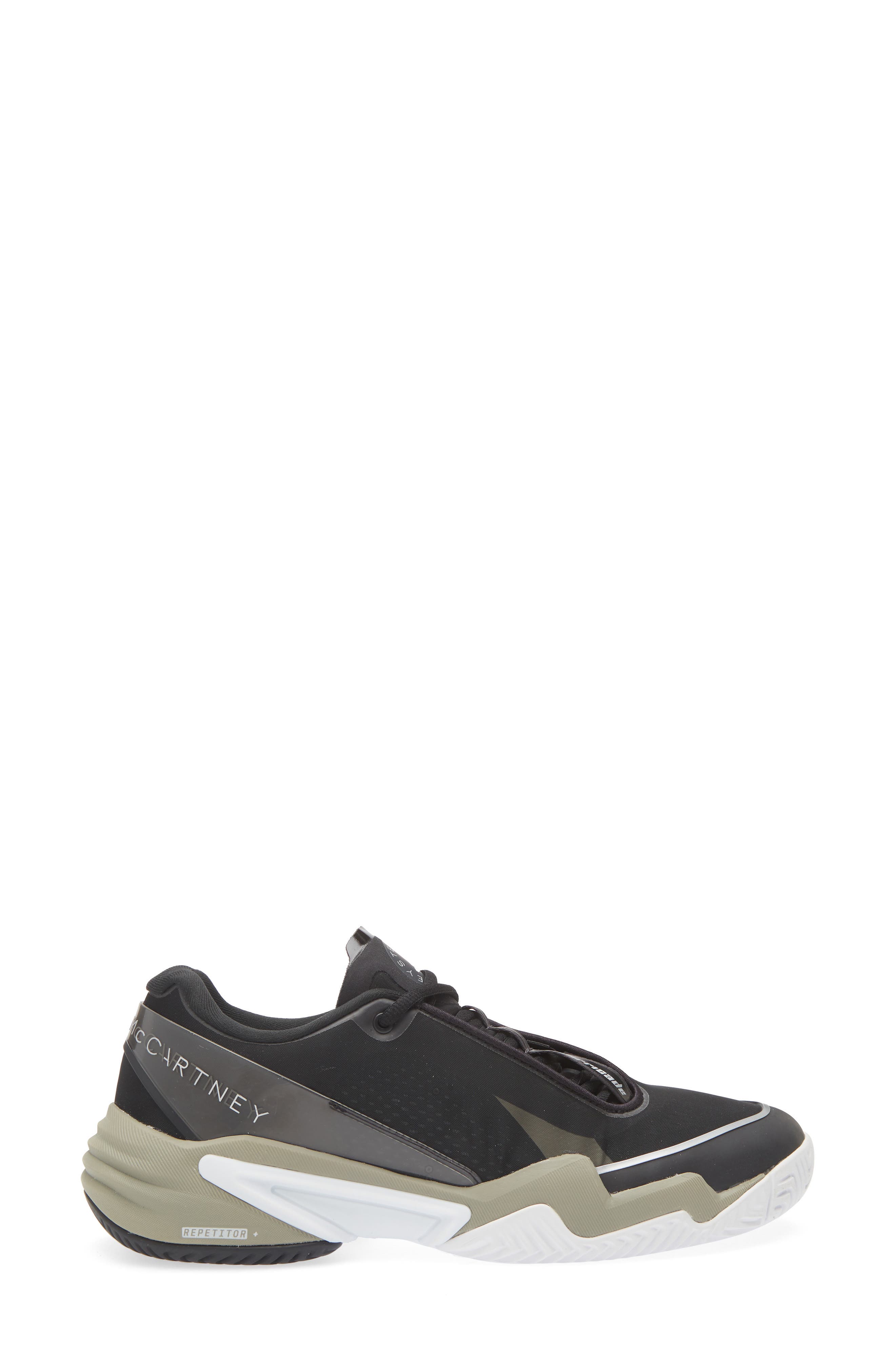 adidas by Stella McCartney Barricade Tennis Sneaker, Alternate, color, Black/ Silver/ Almond Milk