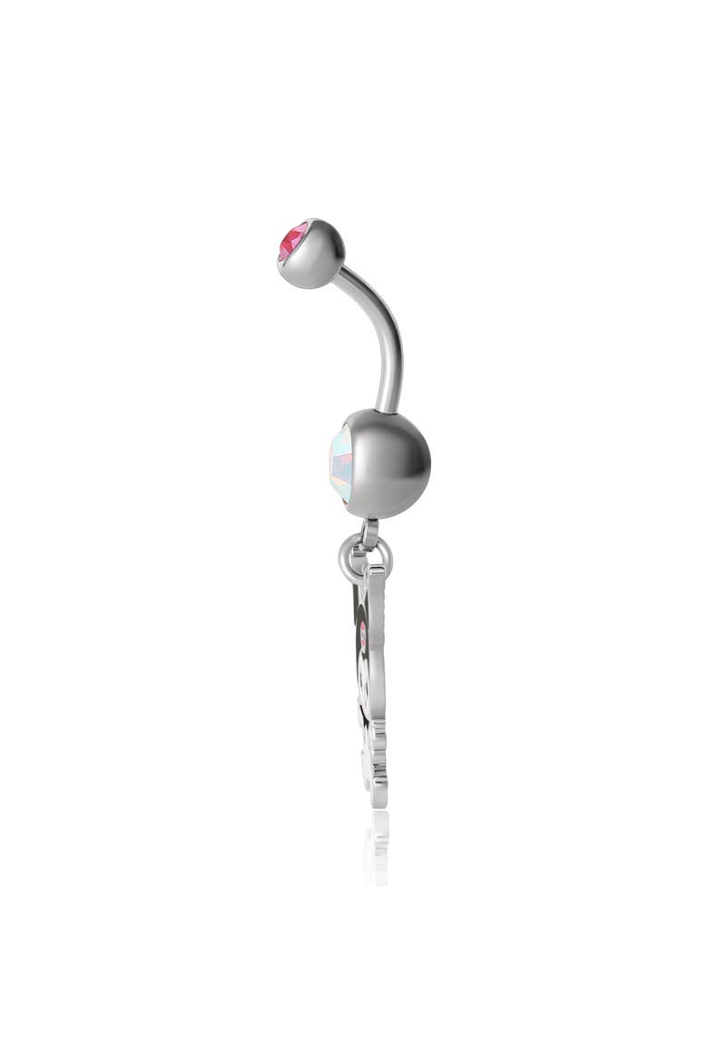 Kuromi Stainless Steel Dangle Belly Button Ring, Alternate, color, Silver, black, white
