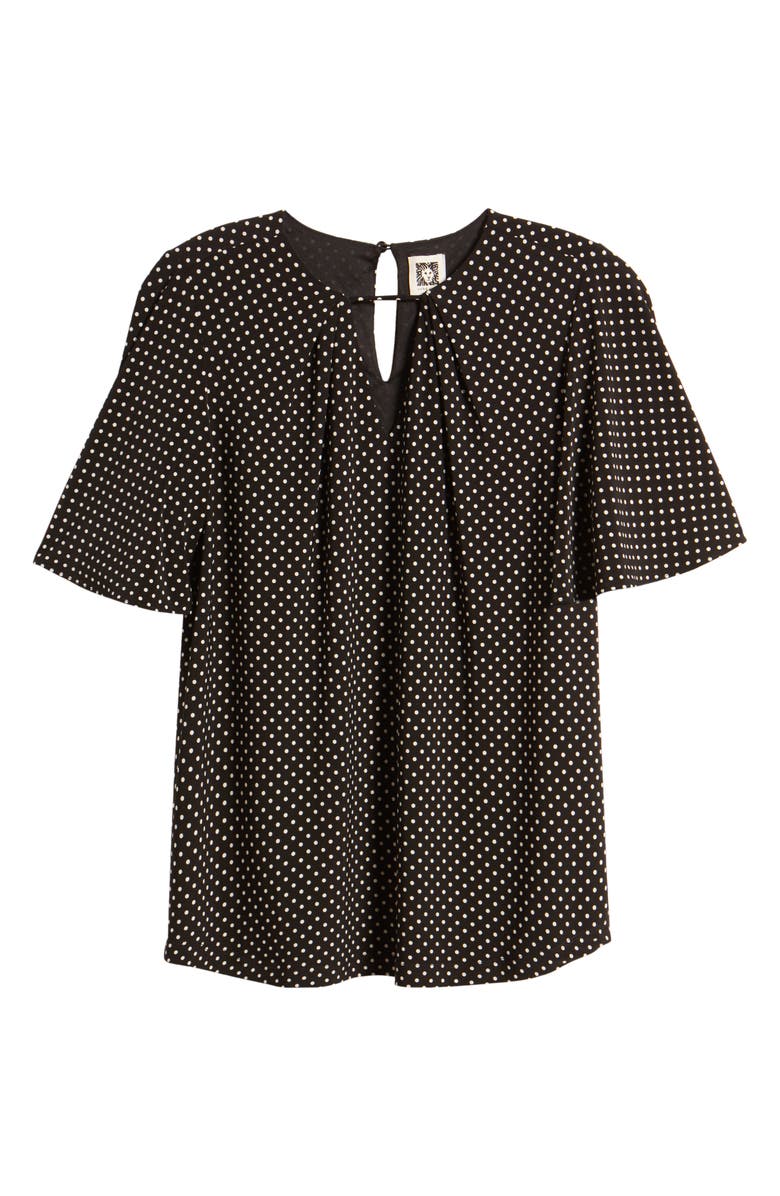 Anne Klein Polka Dot Pleat Neck Top, Alternate, color, 