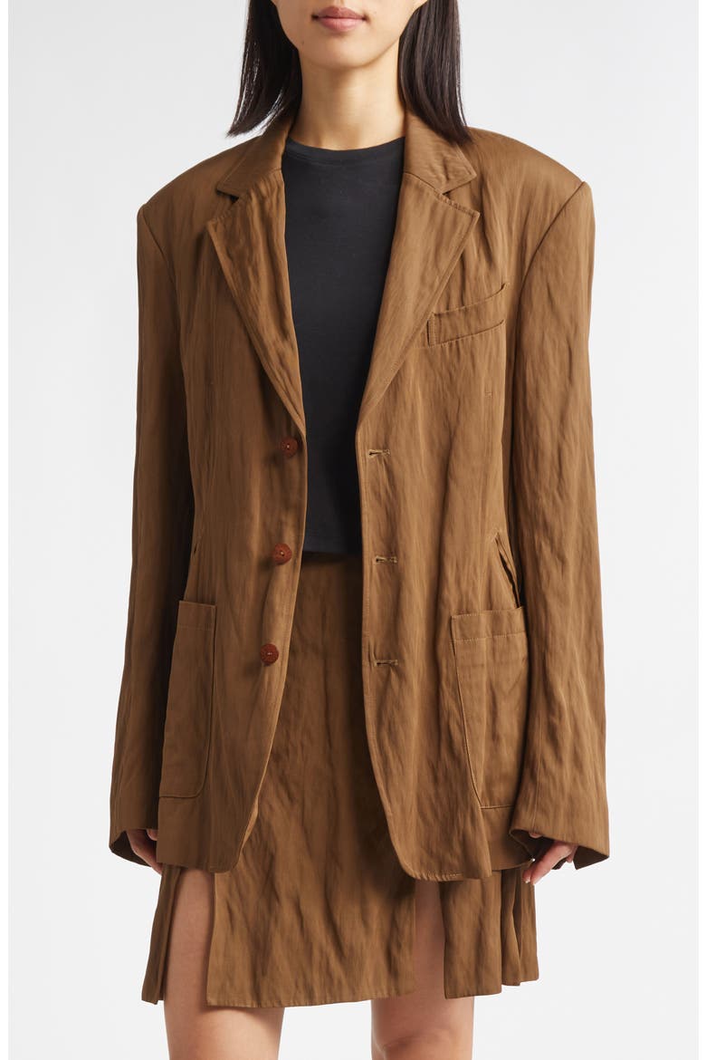 Shadow Nylon Twill Blazer, Main, color, BRONZE