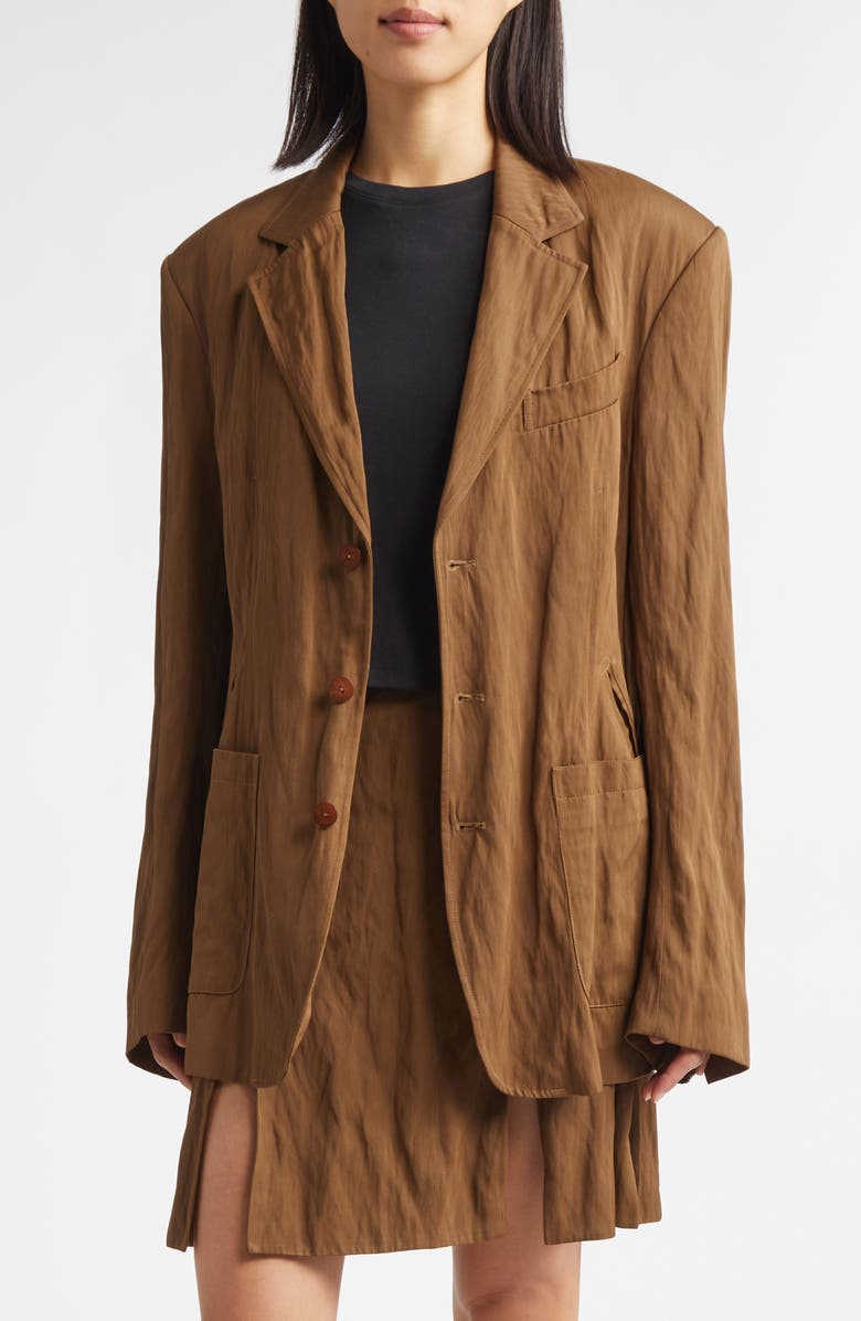 Eckhaus Latta Shadow Nylon Twill Blazer, Main, color, Bronze