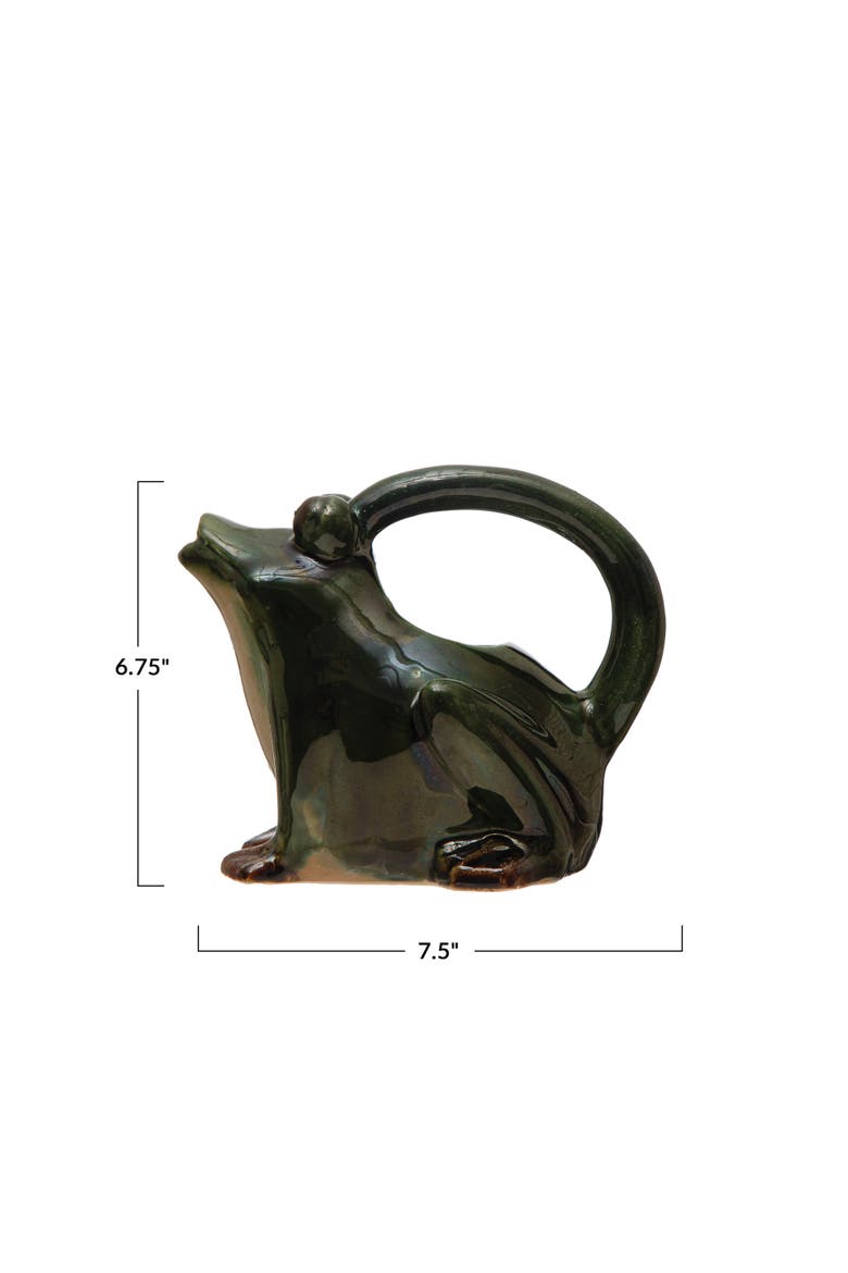 Stoneware Frog Watering Pitcher, Alternate, color, Green
