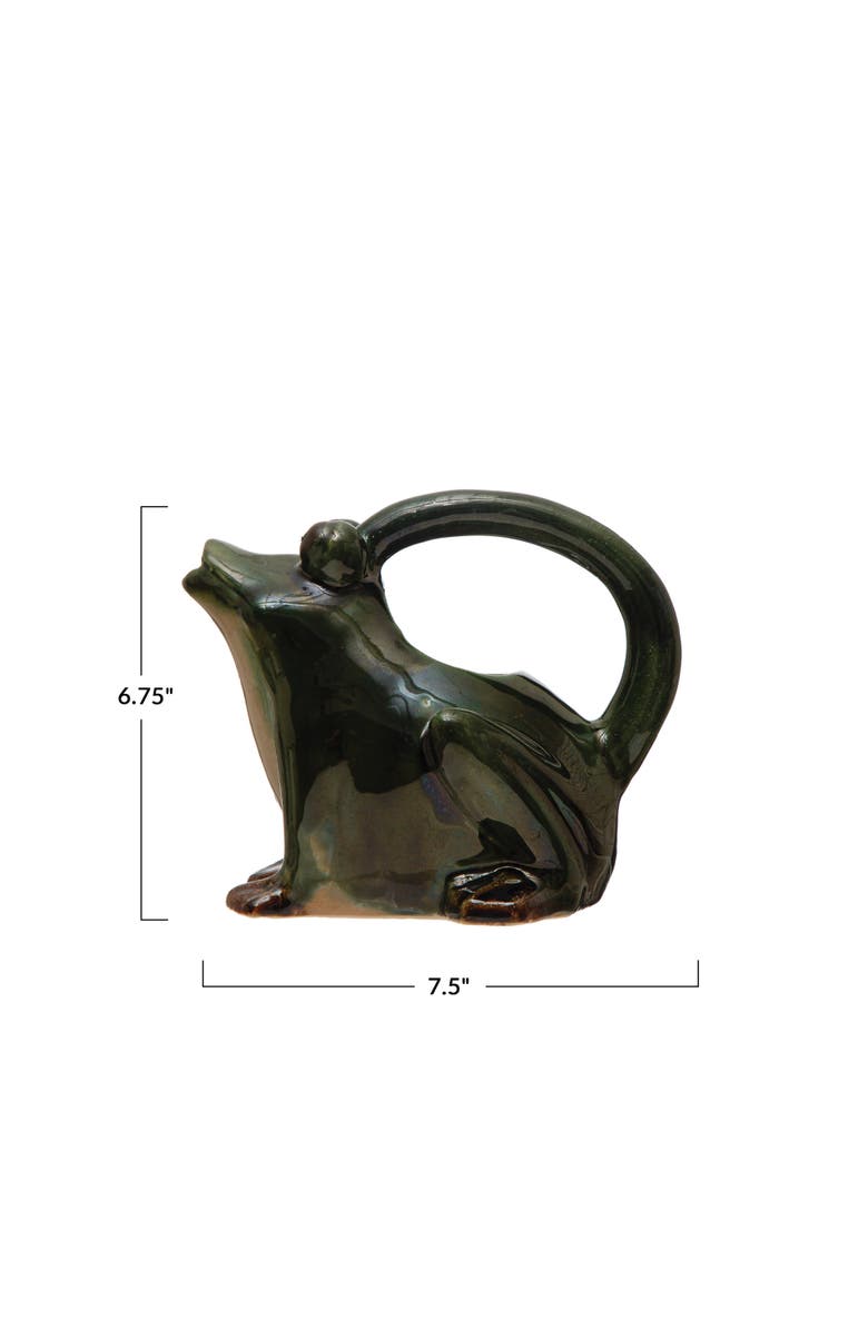Storied Home Stoneware Frog Watering Pitcher, Alternate, color, Green