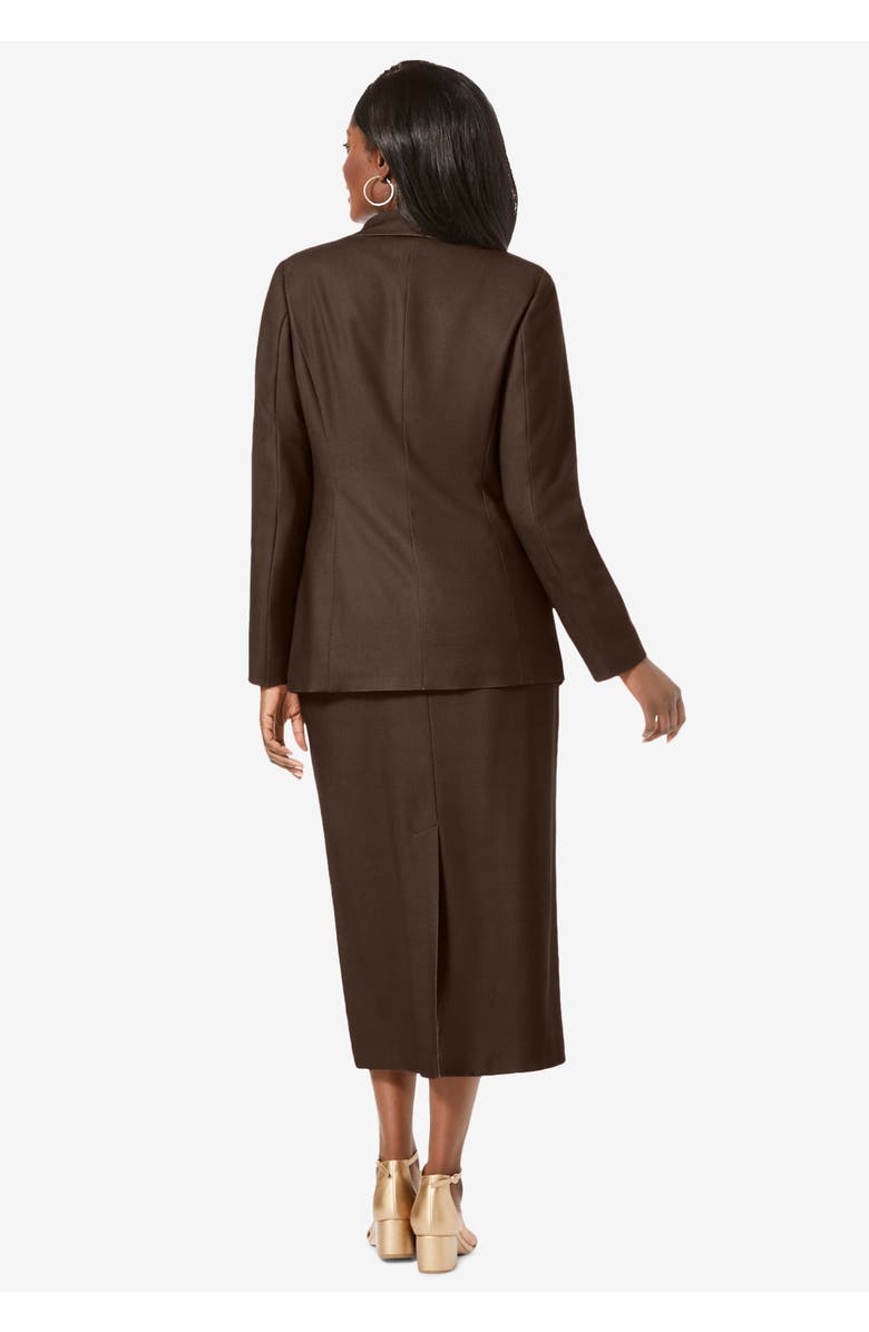 Jessica London 2-Piece Stretch Crepe Single-Breasted Skirt Suit, Alternate, color, Black