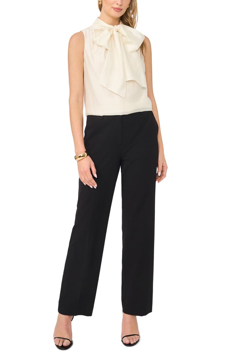 Tie Neck Sleeveless Top, Alternate, color, TOASTED IVORY
