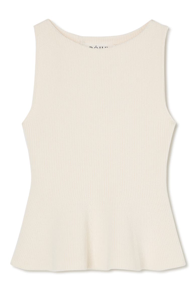 Sculptural Rib Organic Cotton Peplum Sweater, Alternate, color, CREAM