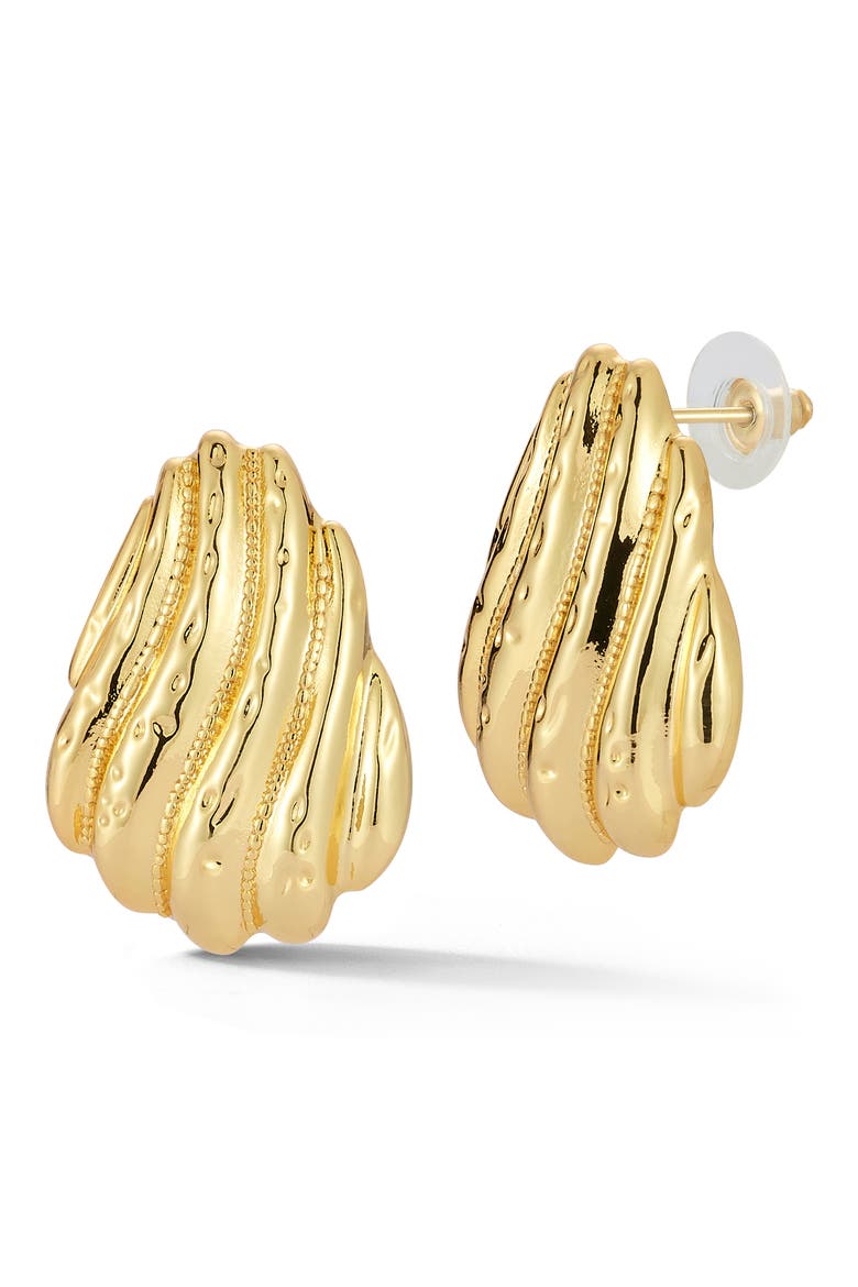 Textured Shell Stud Earrings, Main, color, GOLD