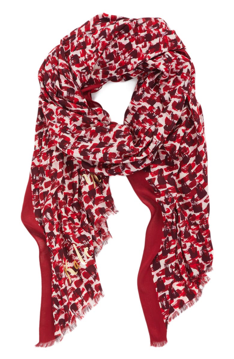 Kate Spade New York inked texture oblong twill scarf, Alternate, color, 