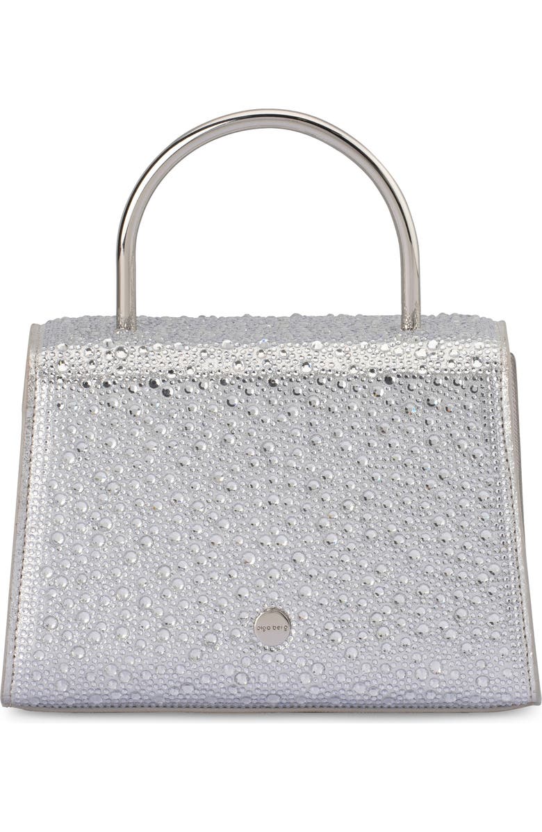 Olga Berg Annabel Crystal Top Handle Bag, Alternate, color, Silver