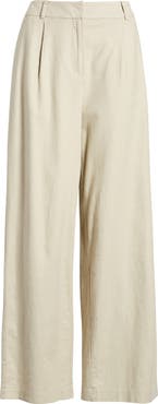 Open Edit Wide Leg Linen Blend Pants