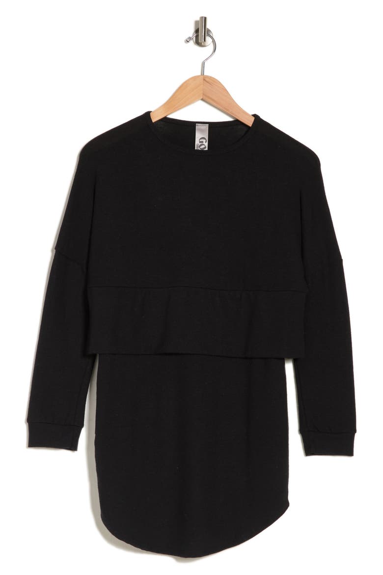 Layered Long Sleeve Dress, Alternate, color, BLACK