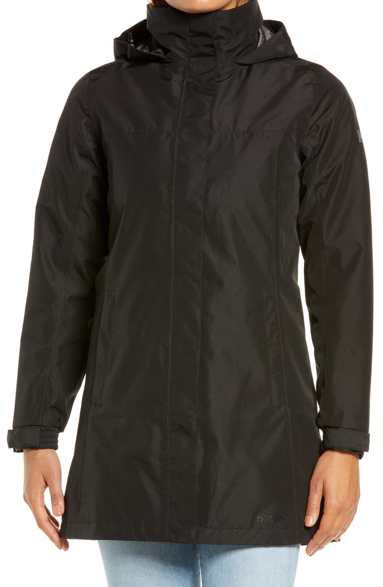Helly Hansen Aden Hooded Waterproof Insulated Rain Jacket, Alternate, color, Black