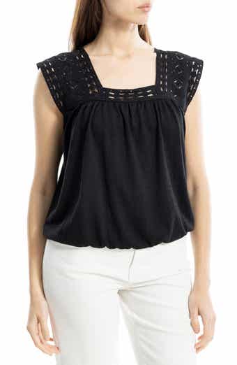Open Stitch Square Neck Top