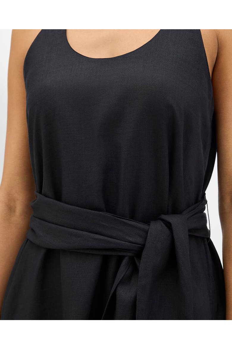 Sarong Linen Dress, Alternate, color, Black