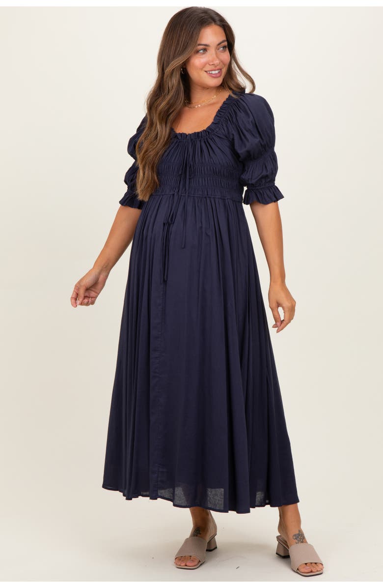 PinkBlush Smocked Ruffle Square Neck Midi Dress, Main, color, 