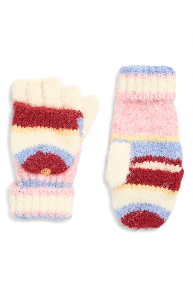 Free People Super Stripe Pop Top Mittens, Main, color, Ivory Combo
