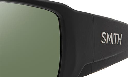 Smith Guides 62mm Chromapop™ Polarized Oversize Wraparound Sunglasses In Black/chromapop Gray Green