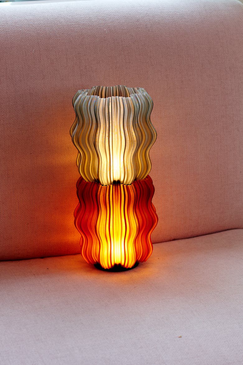 Cordless Mini Wavy Lamp, Alternate, color, Amber
