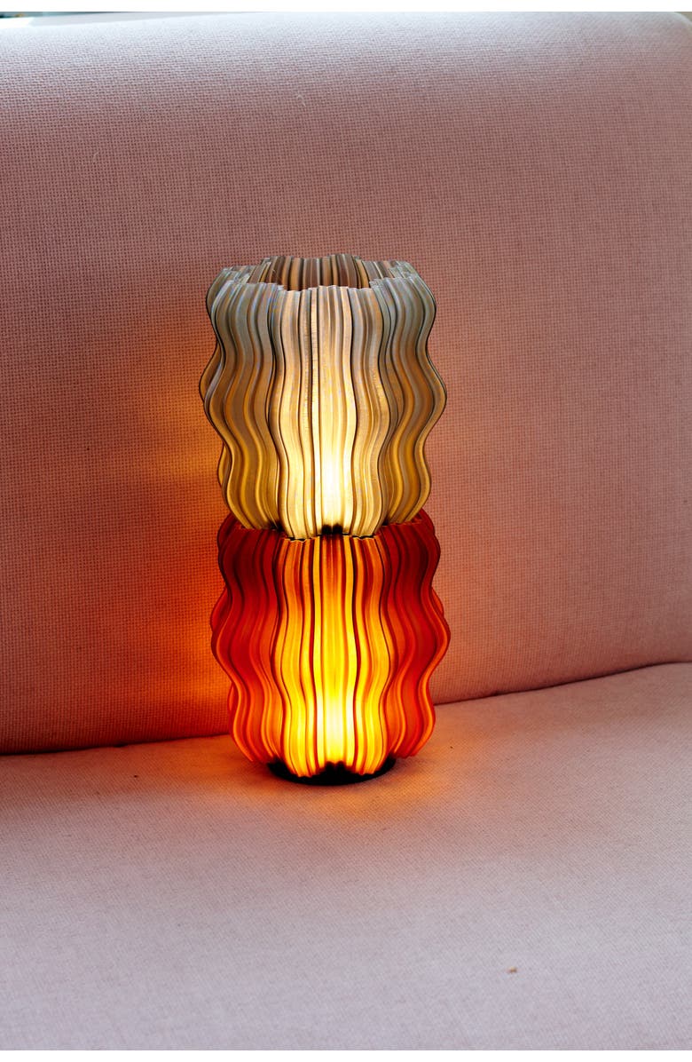 WOOJ DESIGN Cordless Mini Wavy Lamp, Alternate, color, Smoke